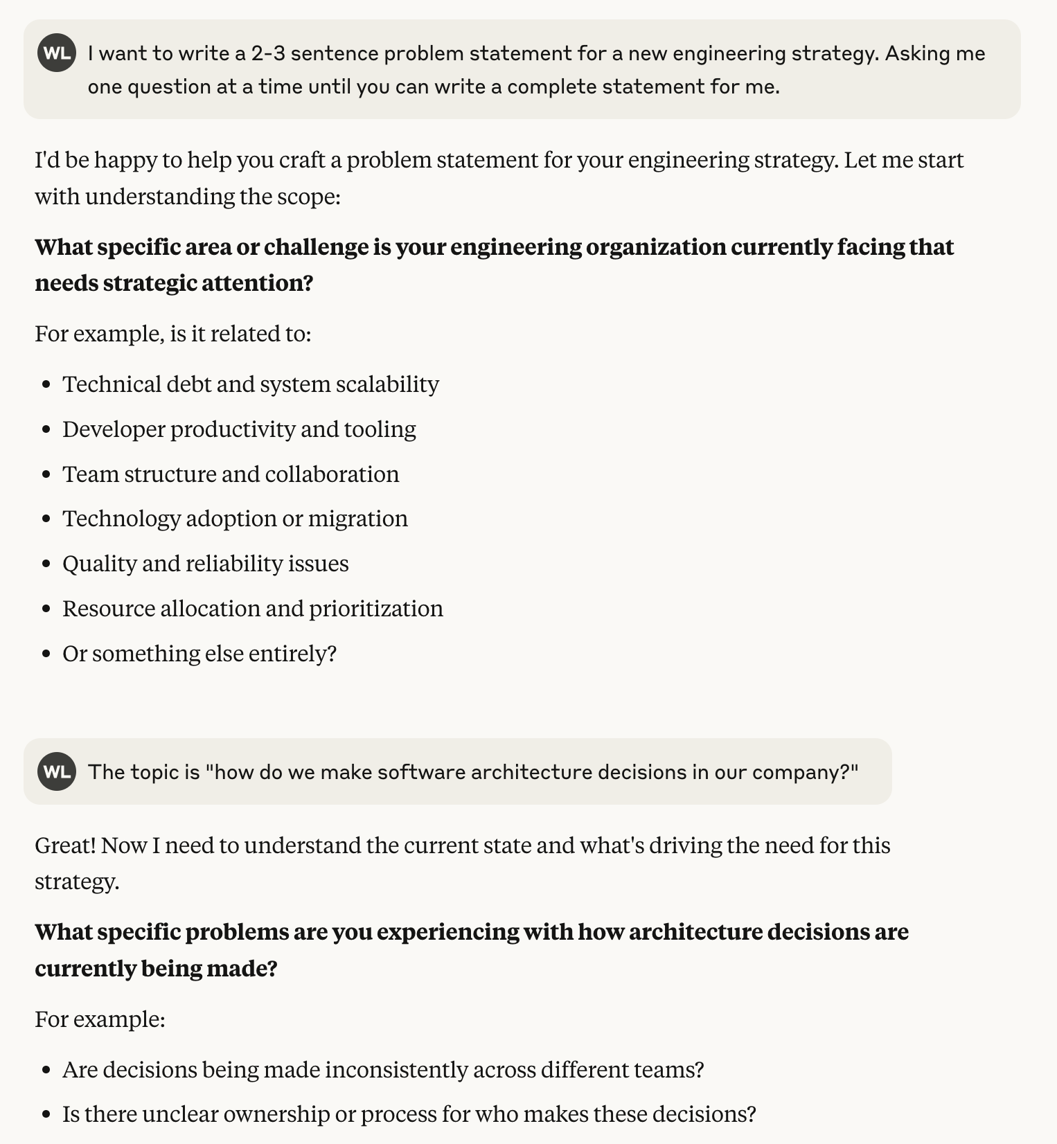 Question and answers with Claude.ai to develop a problem statement