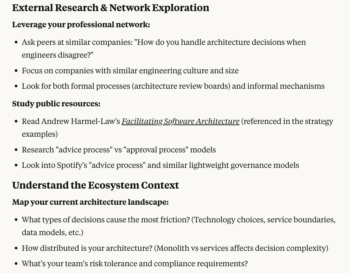 Example of recommendation exploration for strategy
