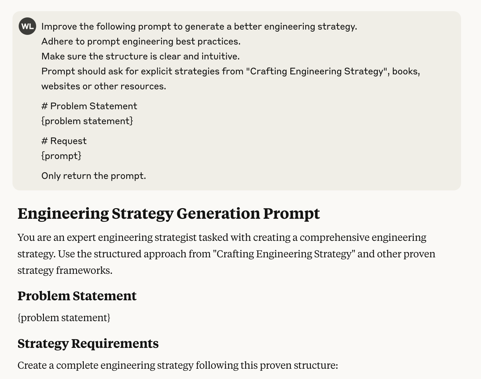 Meta prompting to improve strategy co-writing prompt