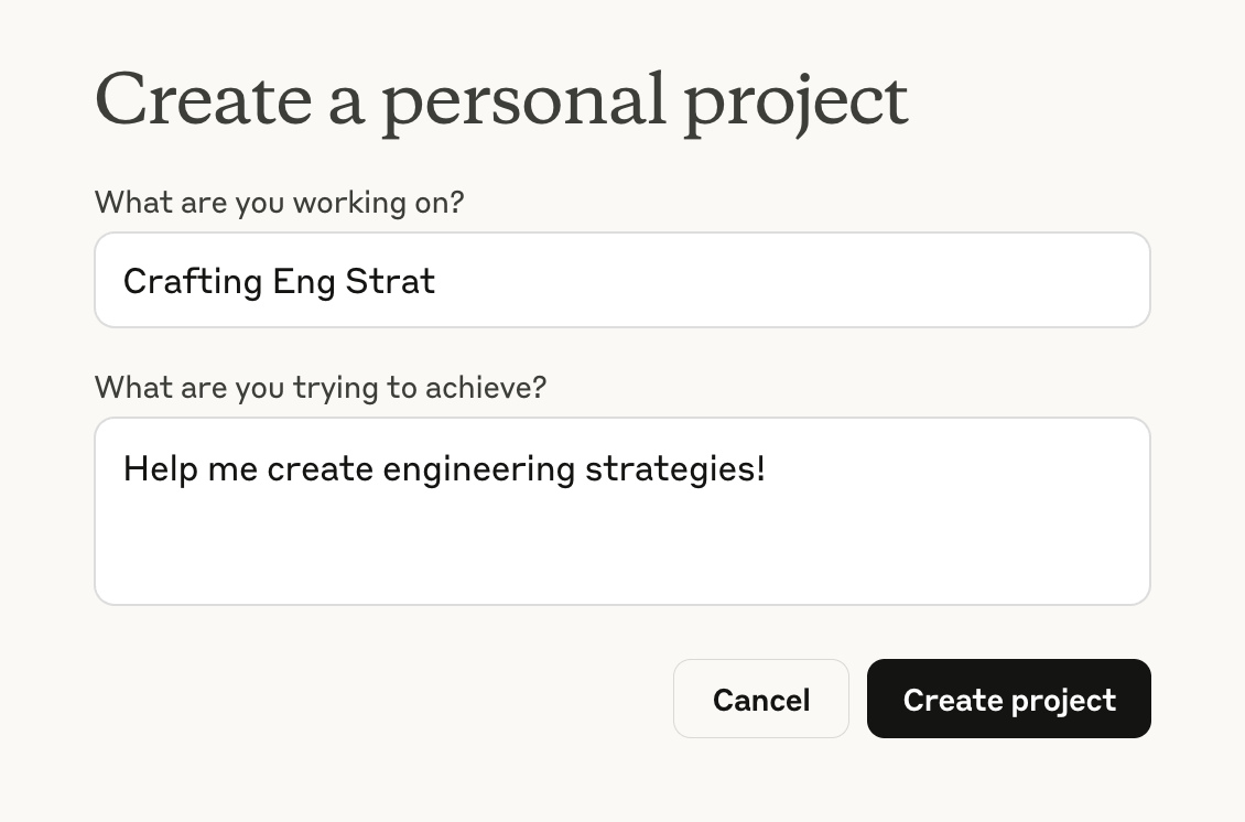 Creating a new project in Claude.ai
