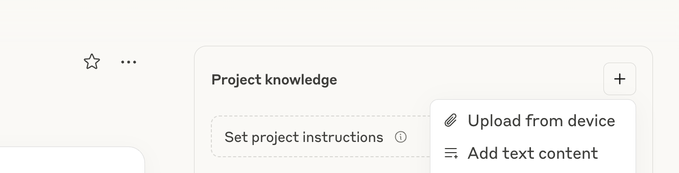 The file upload section for a Claude.ai project