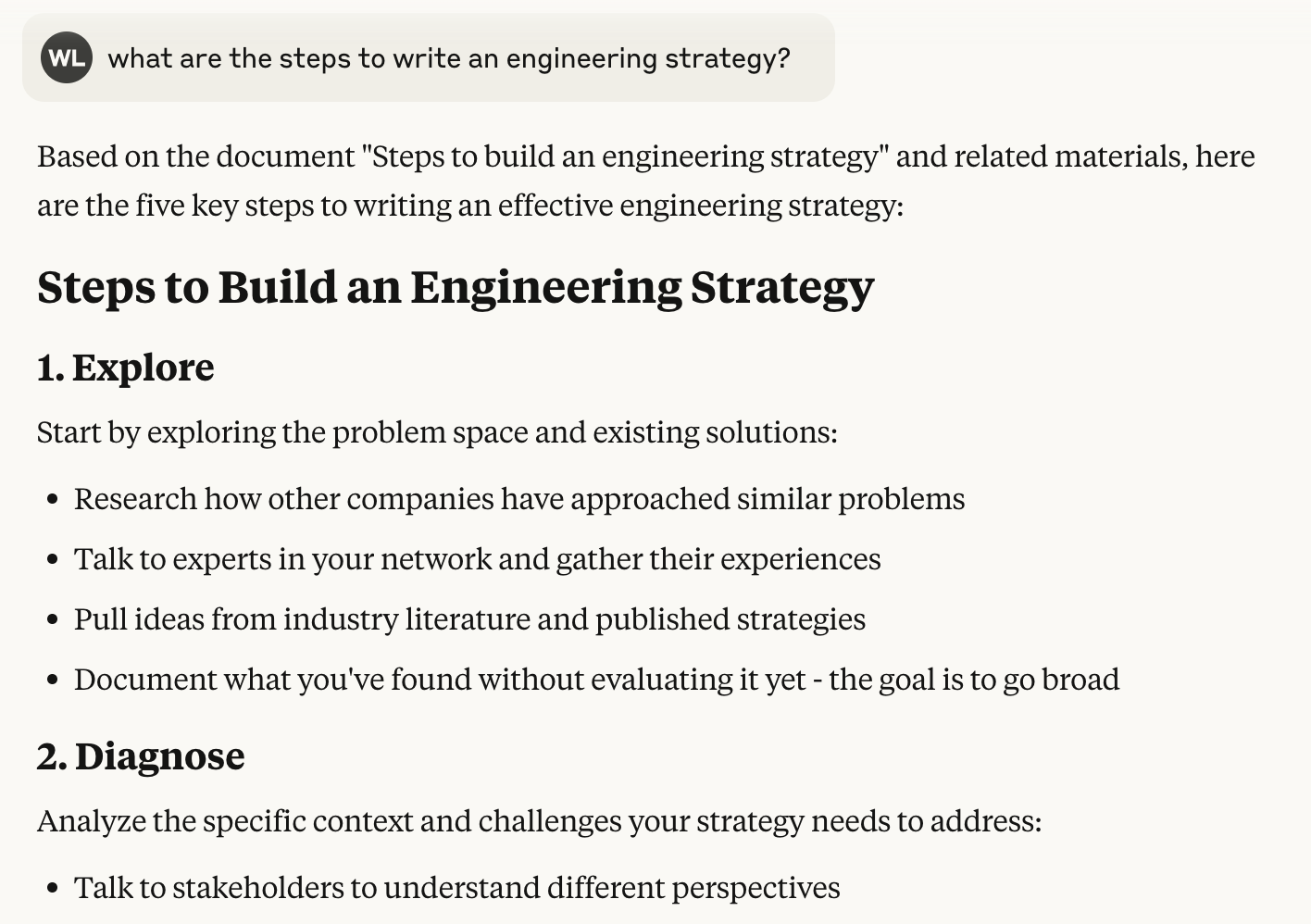 Prompting against a project with Crafting Engineering Strategy in the context window