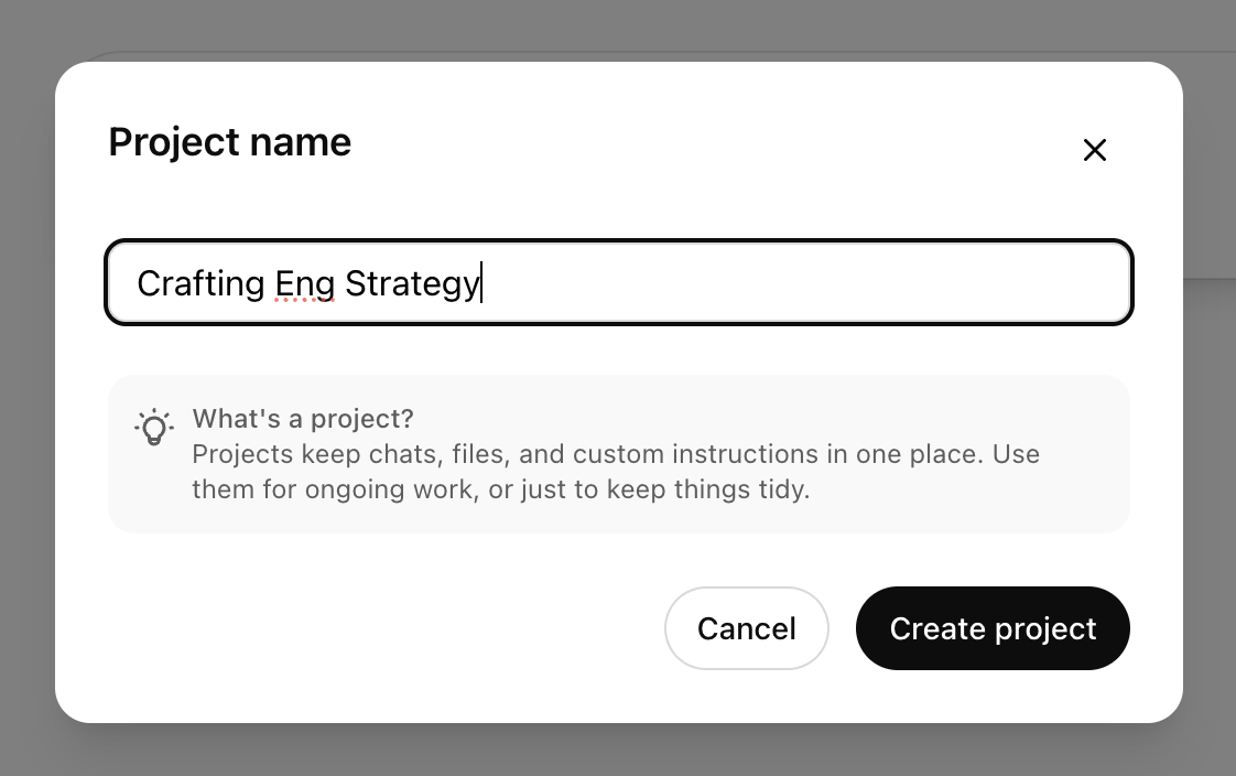 Naming a new ChatGPT Project