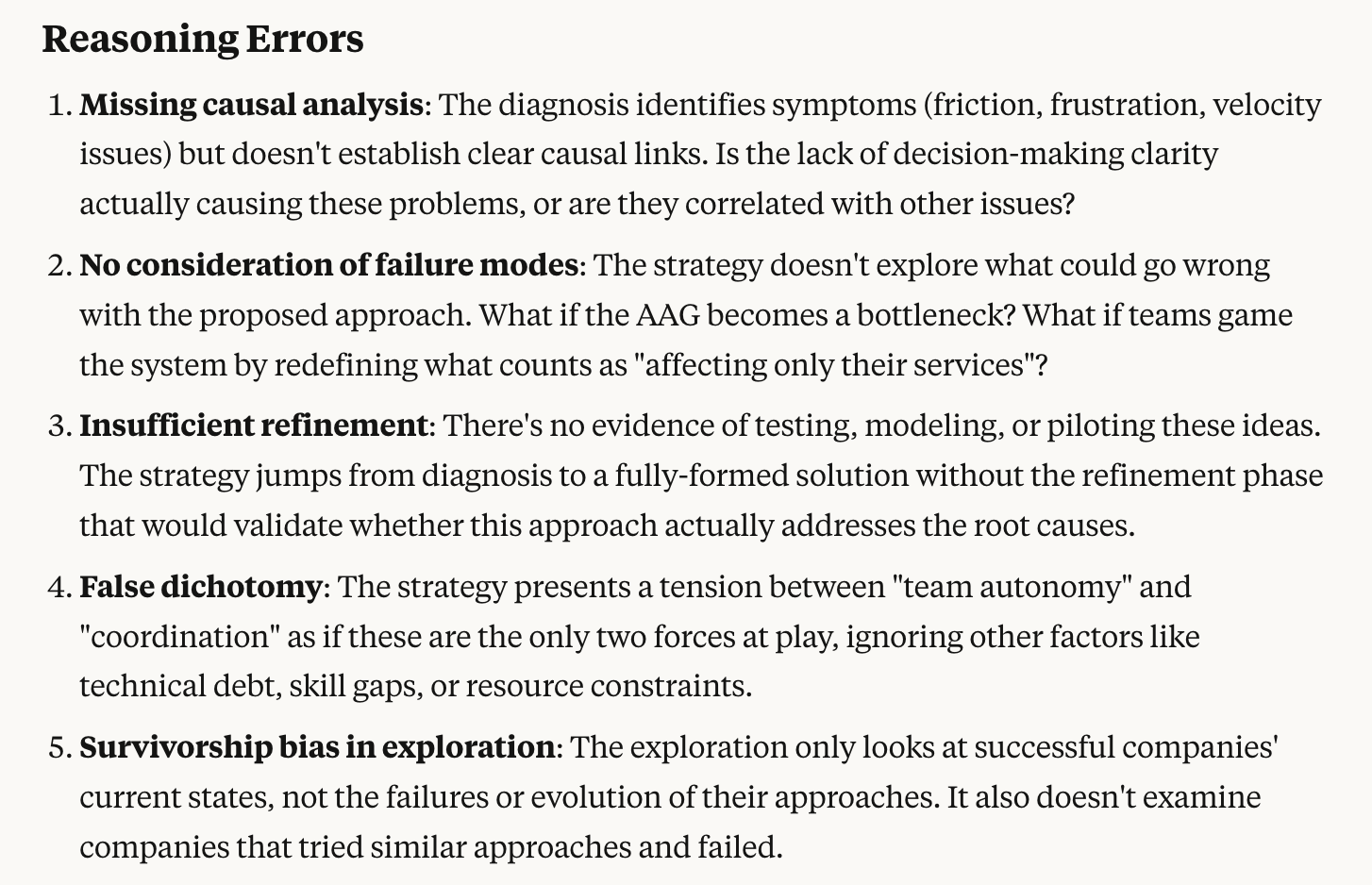 Reasoning errors identified by Claude Opus 4