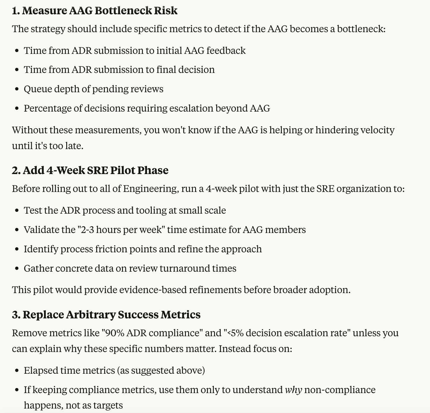 Revised strategy feedback from LLM
